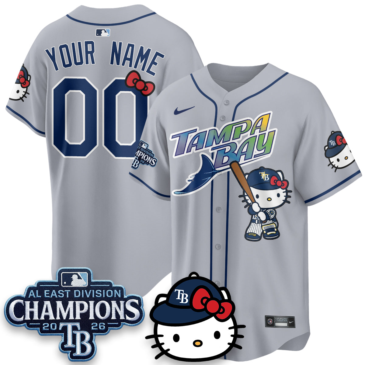 TB x Meow KT 2026 AL East Champs Vapor Custom Jersey - Stitched