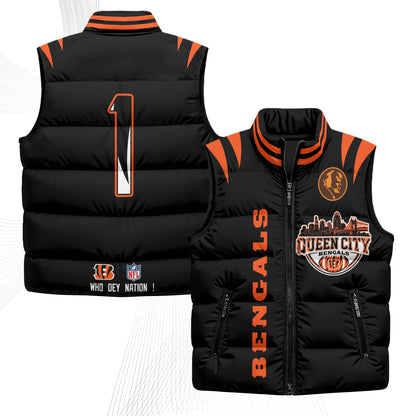 CIN John Madden Patch Puffer Vest - Printed