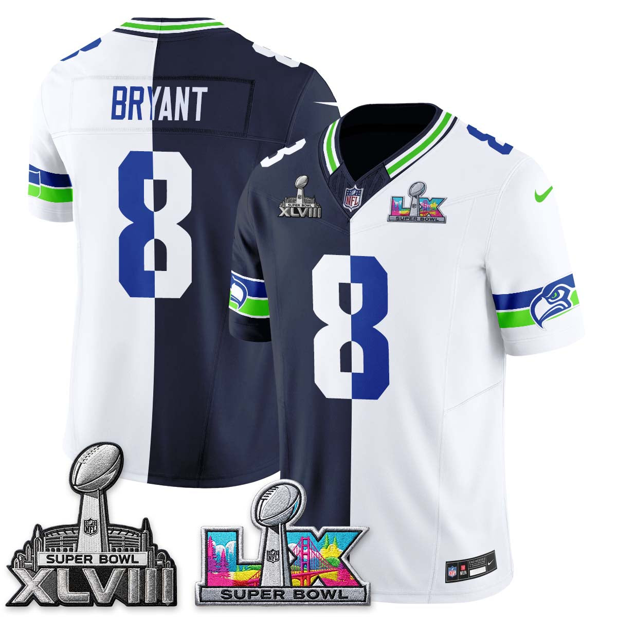 SEA Throwback 2 SB Patches Vapor Jersey - Stitched