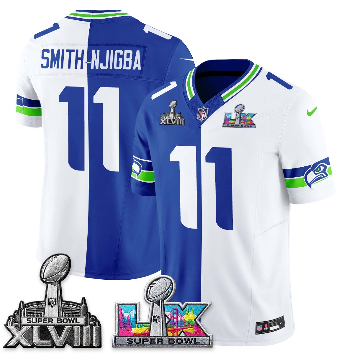 SEA Throwback 2 SB Patches Vapor Jersey - Stitched