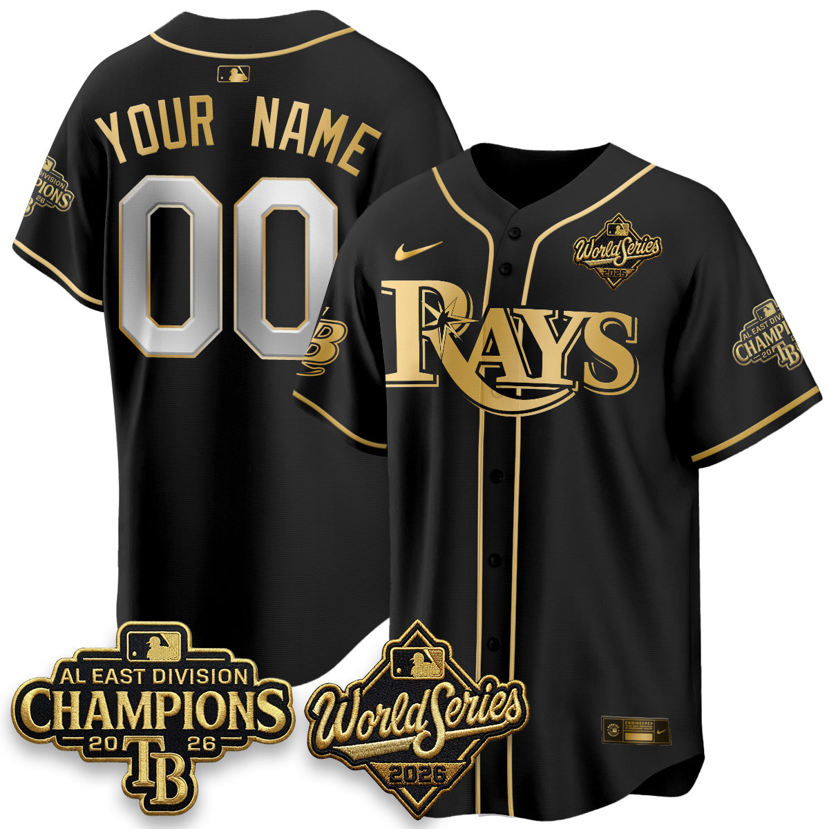 TB 2026 AL Champions Black Gold Edition Custom Vapor Jersey V2- Stitched