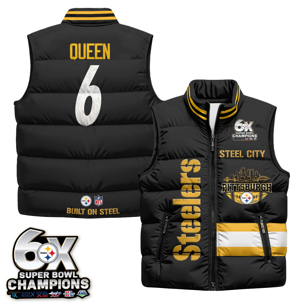 PIT "Steel City" Puffer Vest - Printed