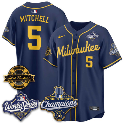 MIL 2026 WS Champions - Bob Uecker Patch Gold Jersey - Stitched (Tiktok)