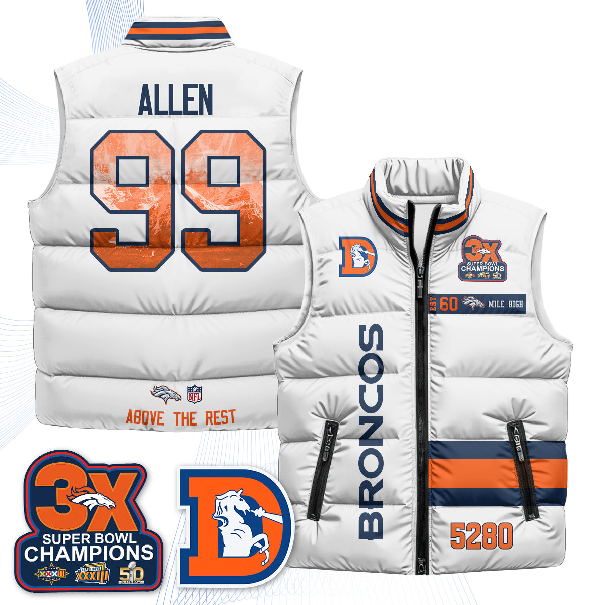 DEN "Mile High" Puffer Vest - Printed