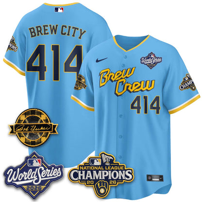 MIL WS26 - Bob Uecker Patch Black Gold Jersey - Stitched (Tiktok)