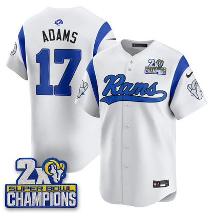 LAR 2X Champs Fearsome White Baseball Vapor Jersey - Stitched