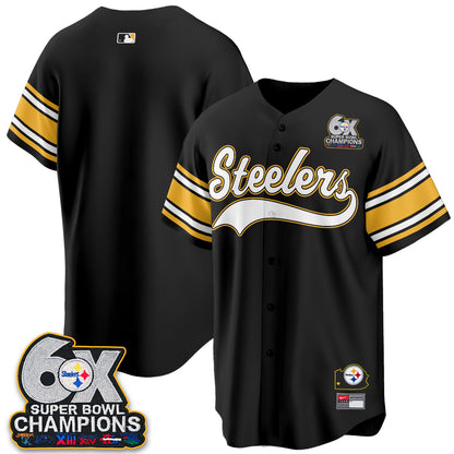 Pittsburgh Steelers 6X Champs Throwback Baseball Vapor Jersey - Stitched