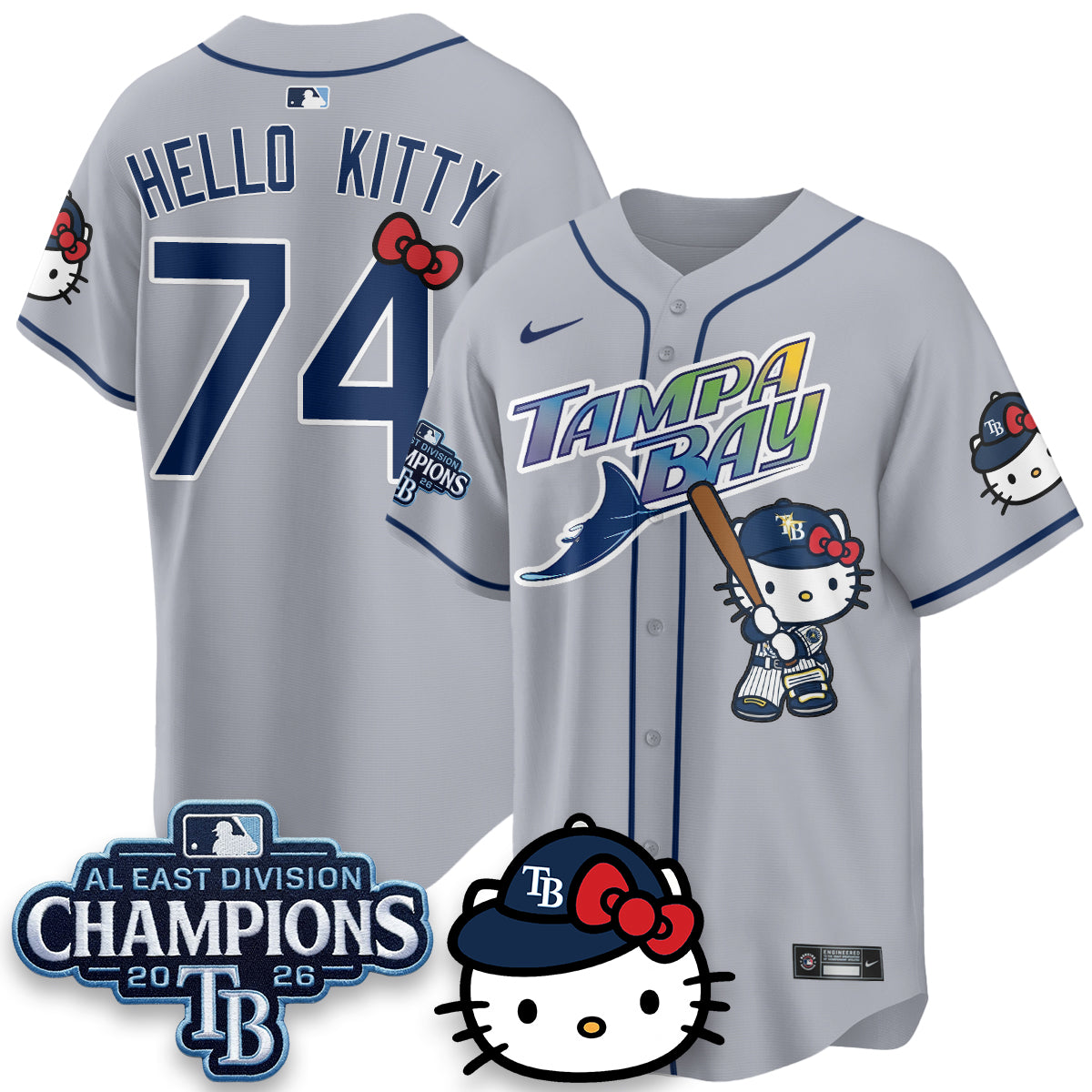 TB x Meow KT 2026 AL East Champs Vapor Jersey - Stitched