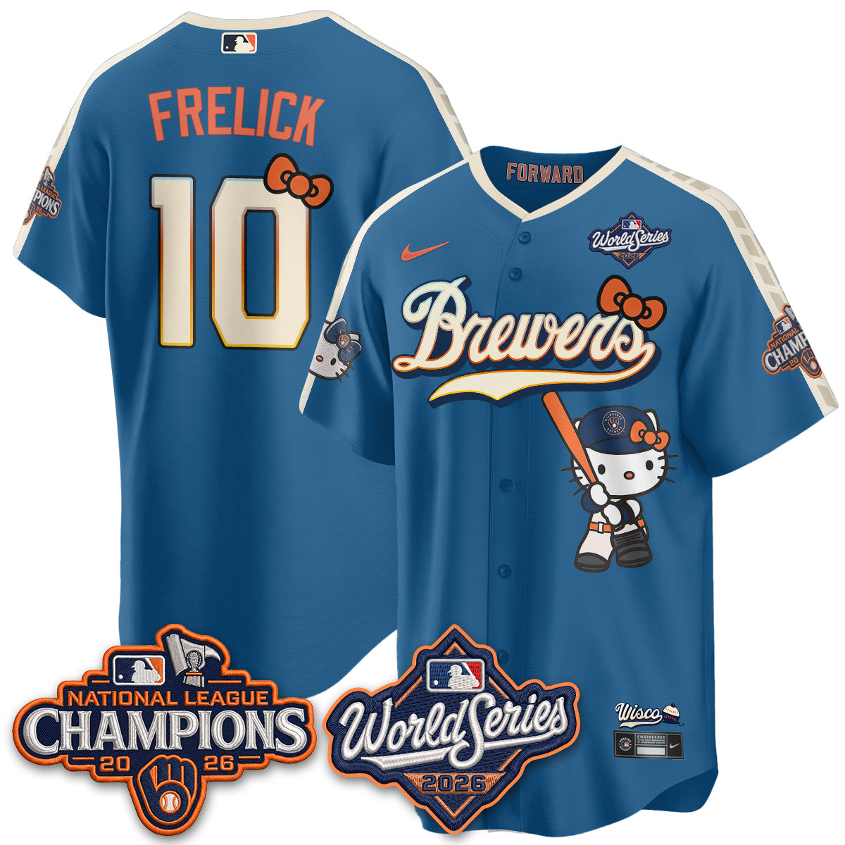 Milwaukee Brewers 2026 NL Champions x Meow KT Vapor Jersey - Stitched