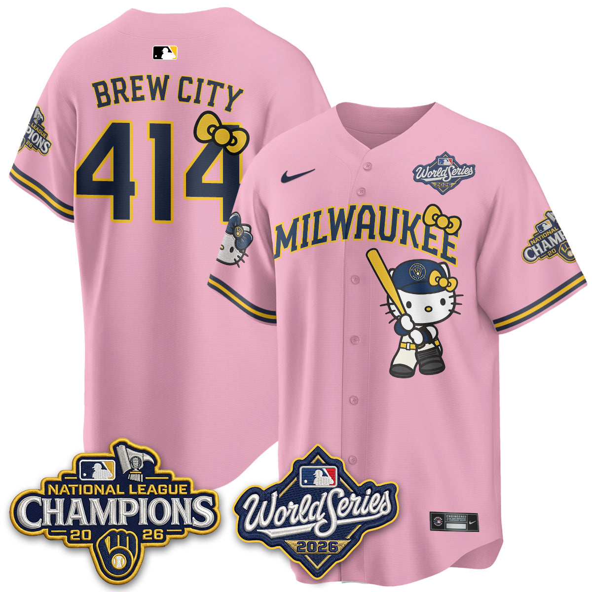 Milwaukee Brewers 2026 NL Champions x Meow KT Vapor Jersey - Stitched