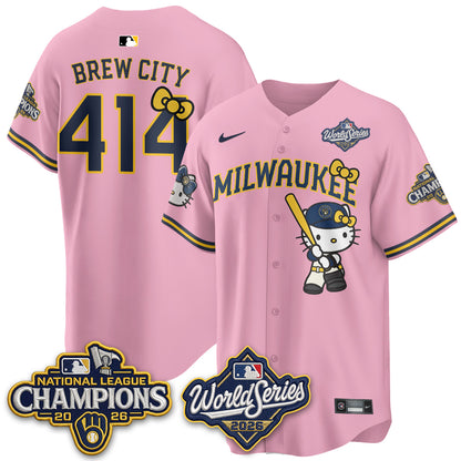 Milwaukee Brewers 2026 NL Champions x Meow KT Vapor Jersey - Stitched