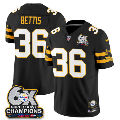 Pittsburgh Steelers 6X Champs Throwback V2 Vapor Jersey - Stitched