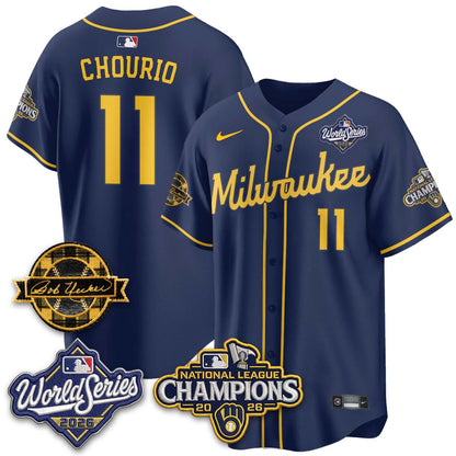 MIL WS26 - Bob Uecker Patch Black Gold Jersey - Stitched (Tiktok)