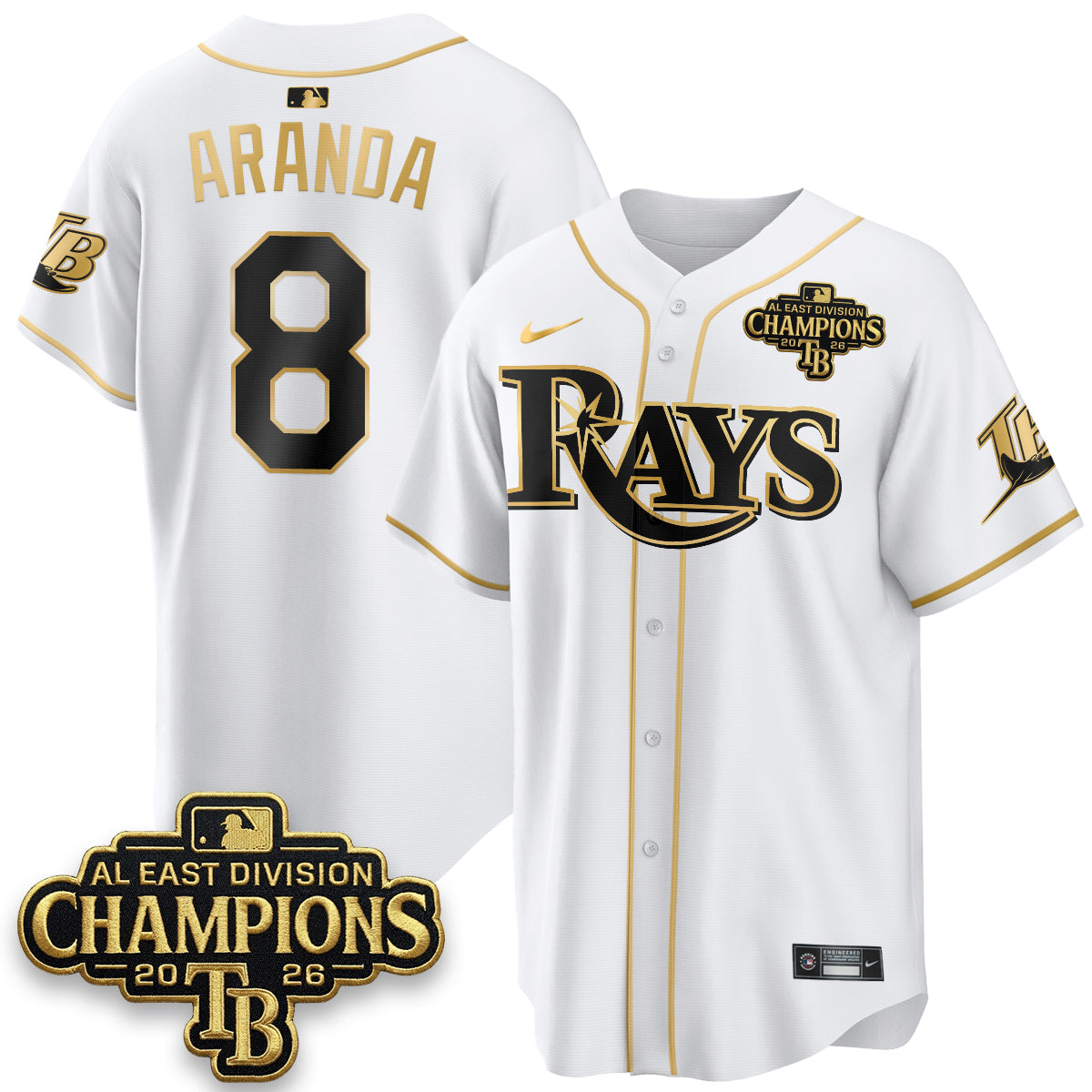 TB 2026 AL East Champs Gold Edition Vapor Jersey - Stitched