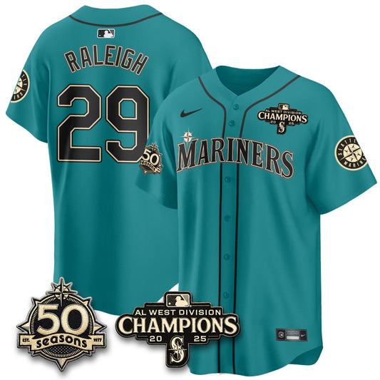 SEA Limited Throwback Cream Jersey - 50th Anniversary & AL West Division Champions - All Stitched
