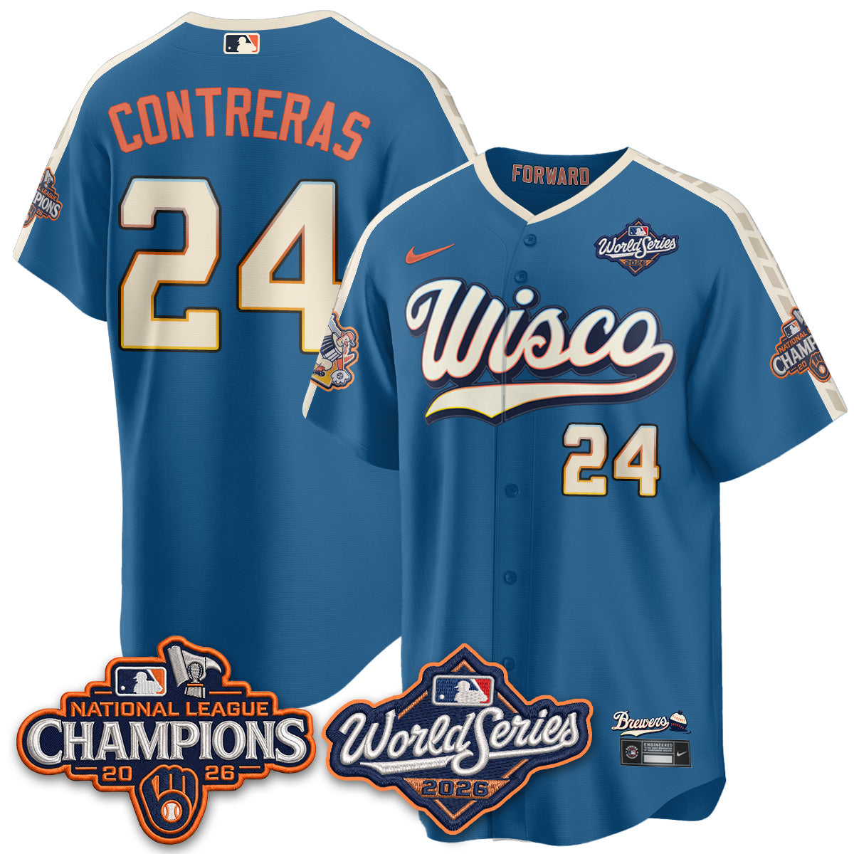 Milwaukee Brewers WS26 & 2026 NL Champions City Connect Vapor Jersey - Stitched