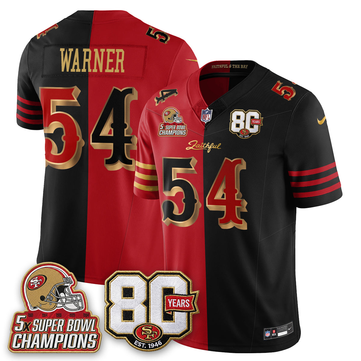 SF 80 Years & 5X Champs Rivalries Vapor Jersey - Stitched