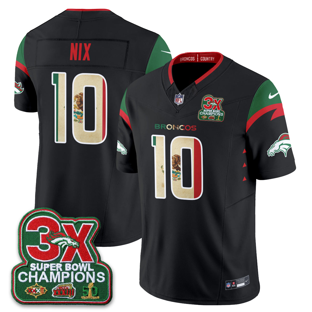 DEN 3X Champs Mexico Edition Vapor Jersey - Stitched