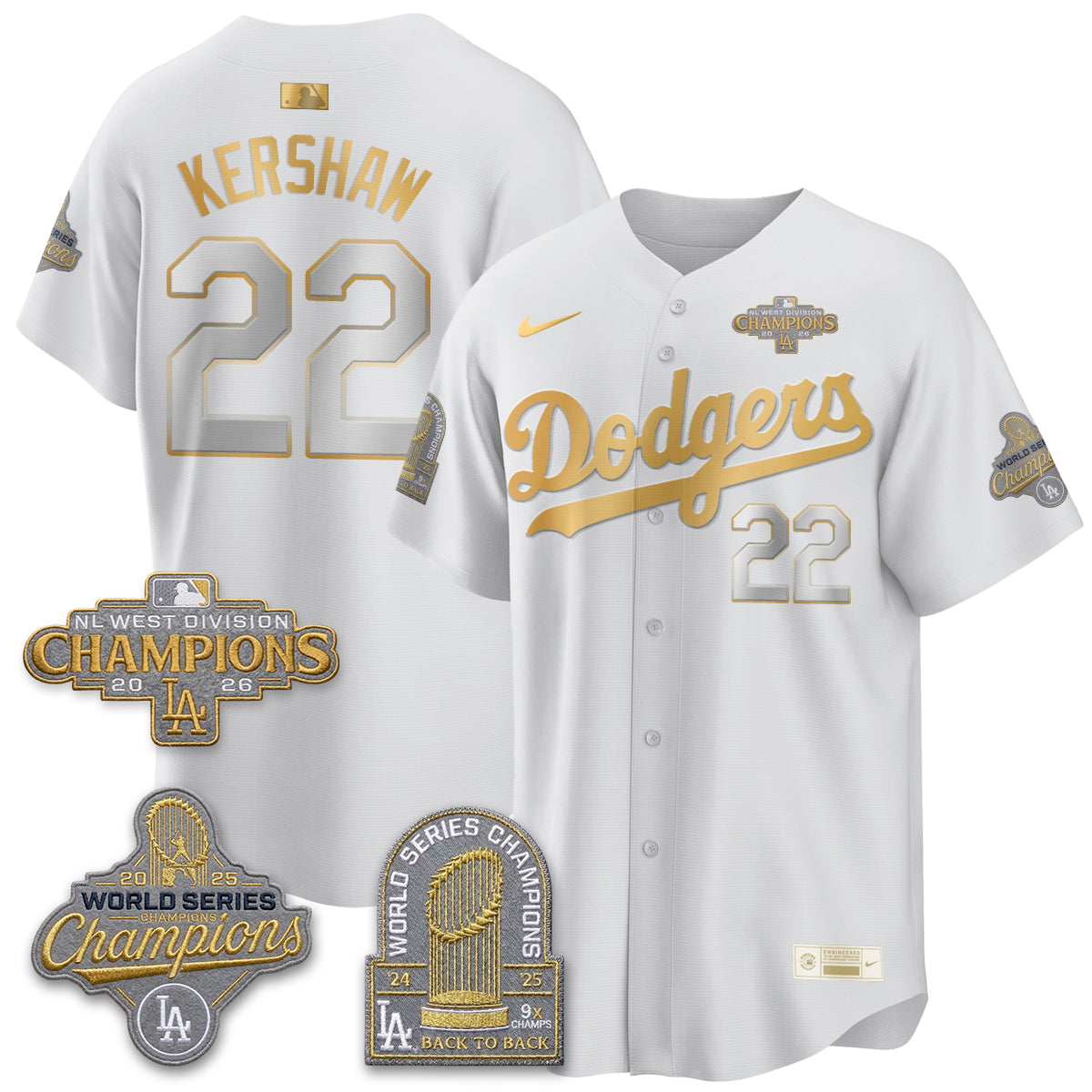 Los Angeles Dodgers 2026 NL West Champs Black Gold Vapor Jersey- Stitched