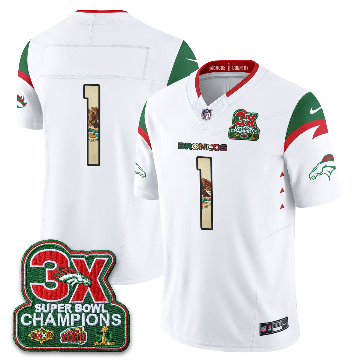 DEN 3X Champs Mexico Edition Vapor Jersey - Stitched