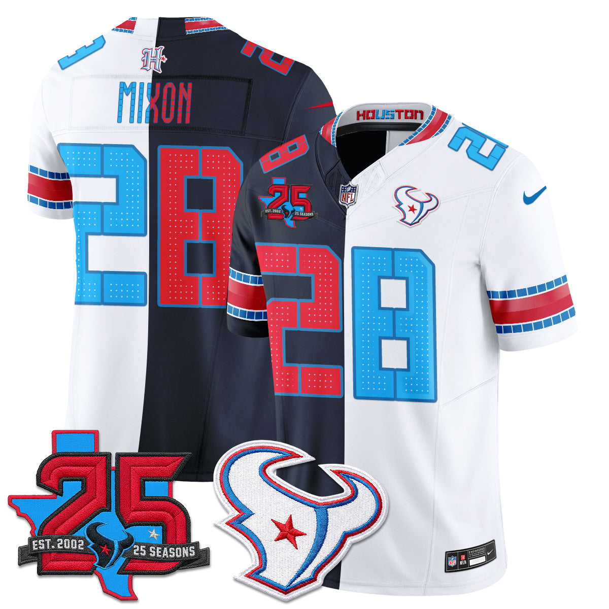 Houston Texans 2026 Rivalries Split Vapor Jersey - Stitched