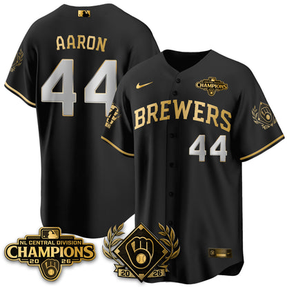Milwaukee Brewers 2026 NL Division Champs Vapor Gold Jersey - Stitched