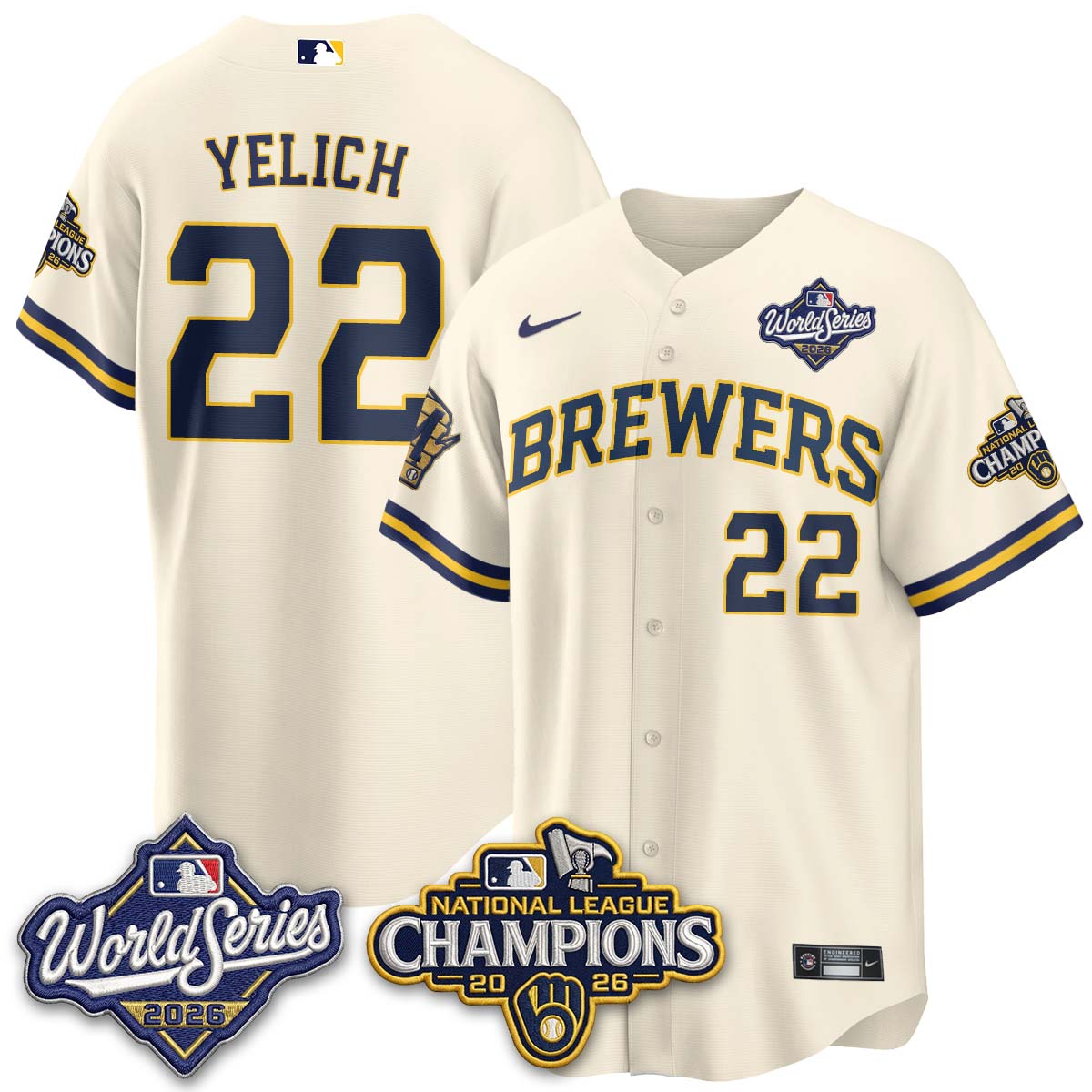 Milwaukee Brewers 2026 NL Champions Vapor Jersey - Stitched