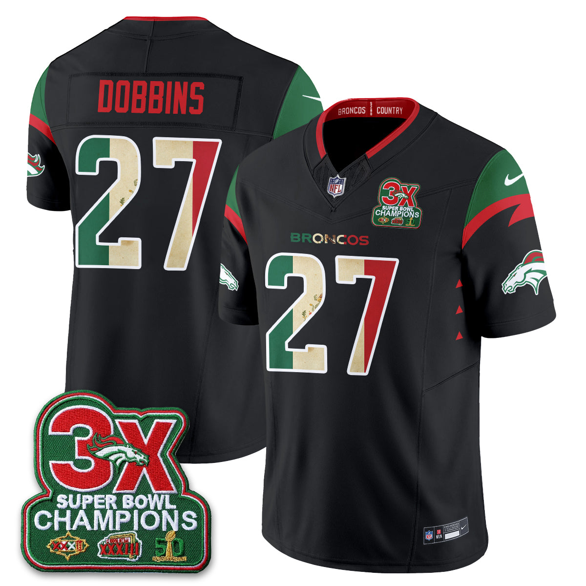 DEN 3X Champs Mexico Edition Vapor Jersey - Stitched