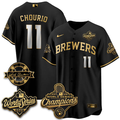 MIL 2026 WS Champions - Bob Uecker Patch Gold Jersey - Stitched (Tiktok)