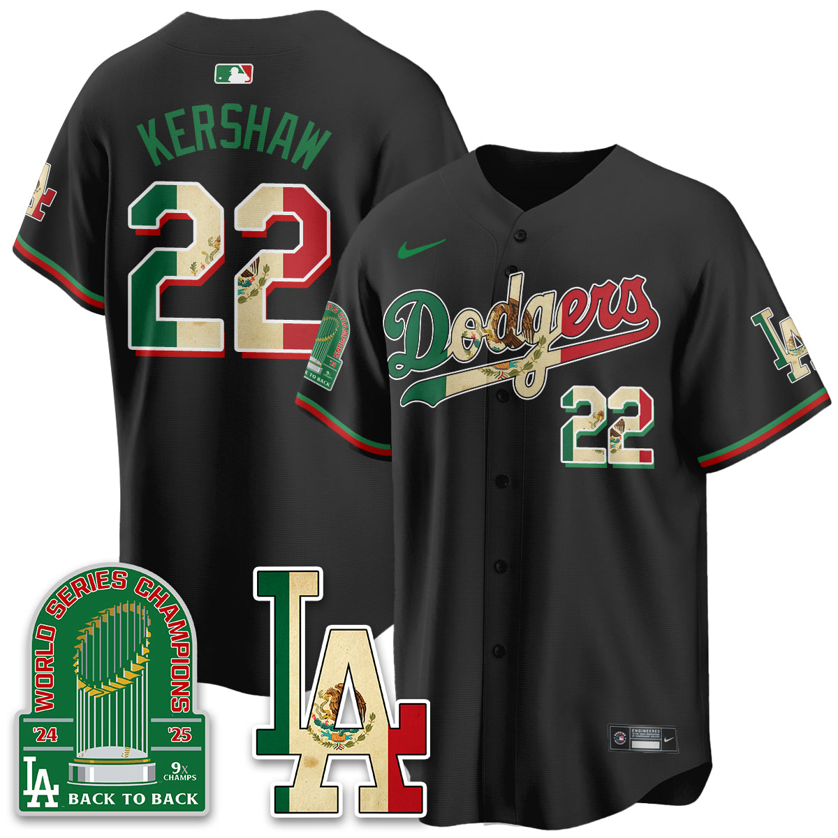 Los Angeles Dodgers Mexico Style Vapor Jersey- Stitched