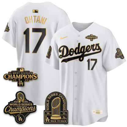 Los Angeles Dodgers 2026 NL West Champs Black Gold Vapor Jersey- Stitched