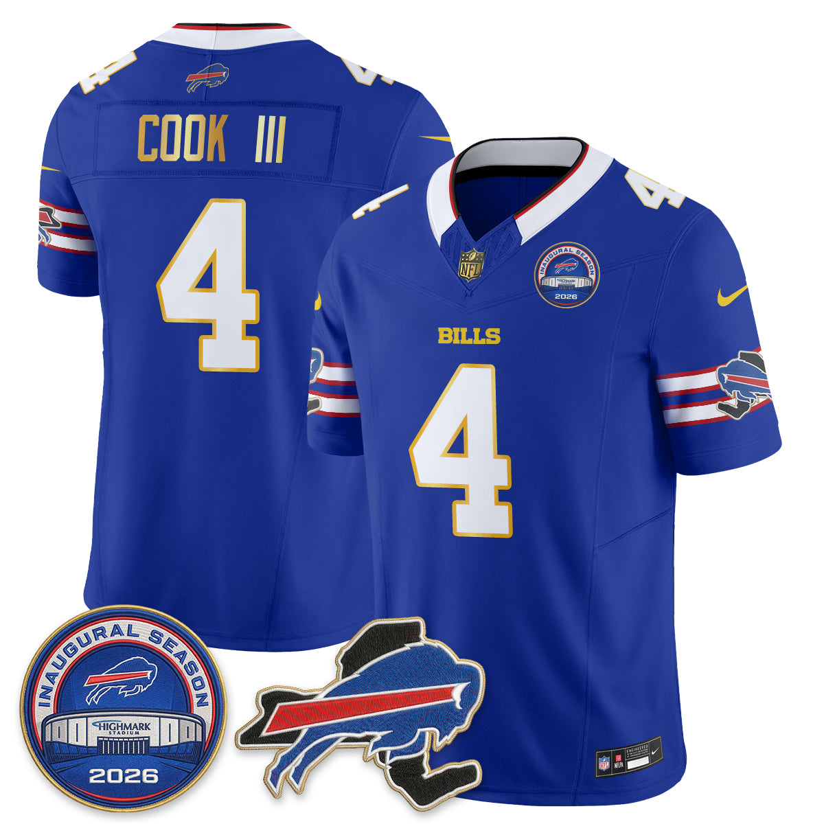 BUF 2026 Royal Gold Trim Edition Vapor Jersey - Stitched