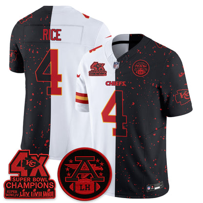 Kansas City Chiefs 4X Champs Patch Split Edition Vapor Jersey - Stitched
