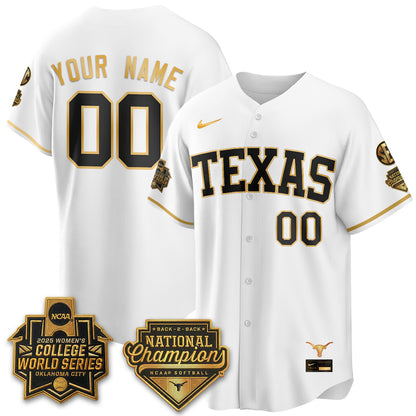 Texas Longhorns Softball 2026 World Series (WCWS) Vapor Premier Limited Custom Jersey - B2B Champs - All Stitched