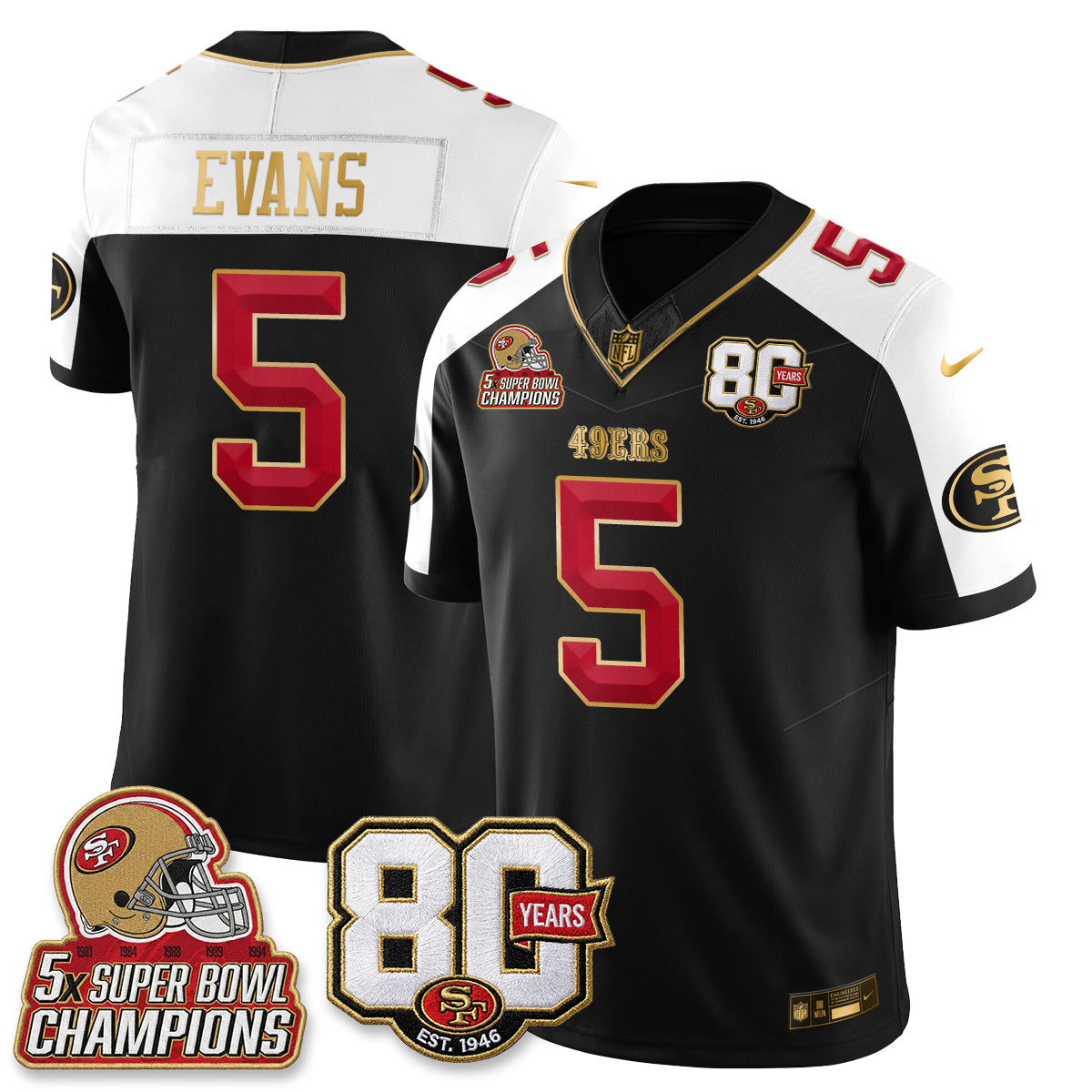 SF 80 Years & 5X Champs Vapor Jersey - Stitched