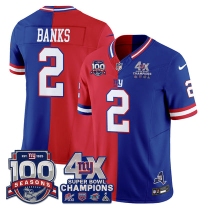 New York Giants 4X SBowl Split Edition Vapor Jersey - Stitched