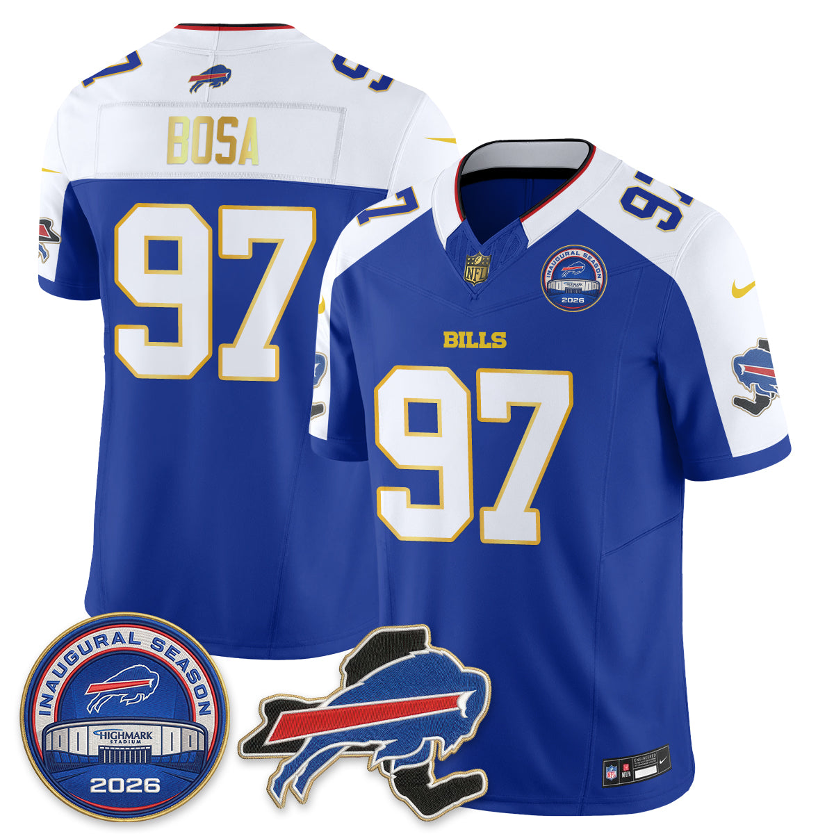 BUF 2026 Royal Gold Trim Edition Vapor Jersey - Stitched