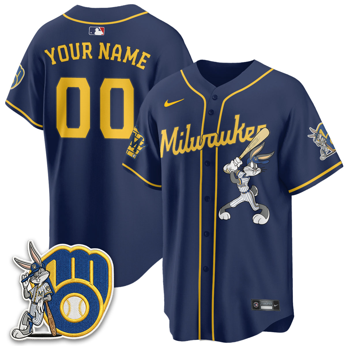 Custom Milwaukee Brewers Bunny Edition Vapor Jersey - Stitched N1