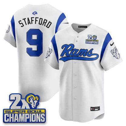 LAR 2X Champs Fearsome White Baseball Vapor Jersey - Stitched