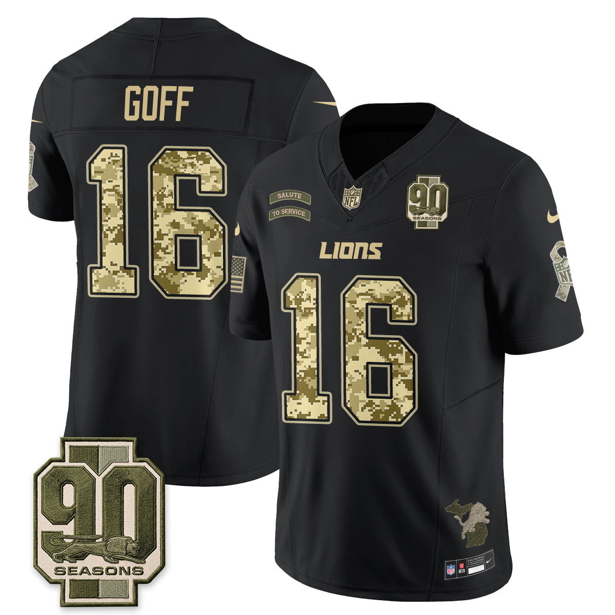 Detroit Lions 2026 Salute to Service Vapor Jersey V2- Stitched