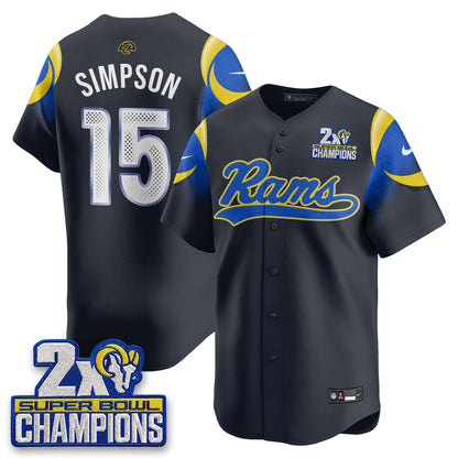 LAR 2X Champs Fearsome White Baseball Vapor Jersey - Stitched