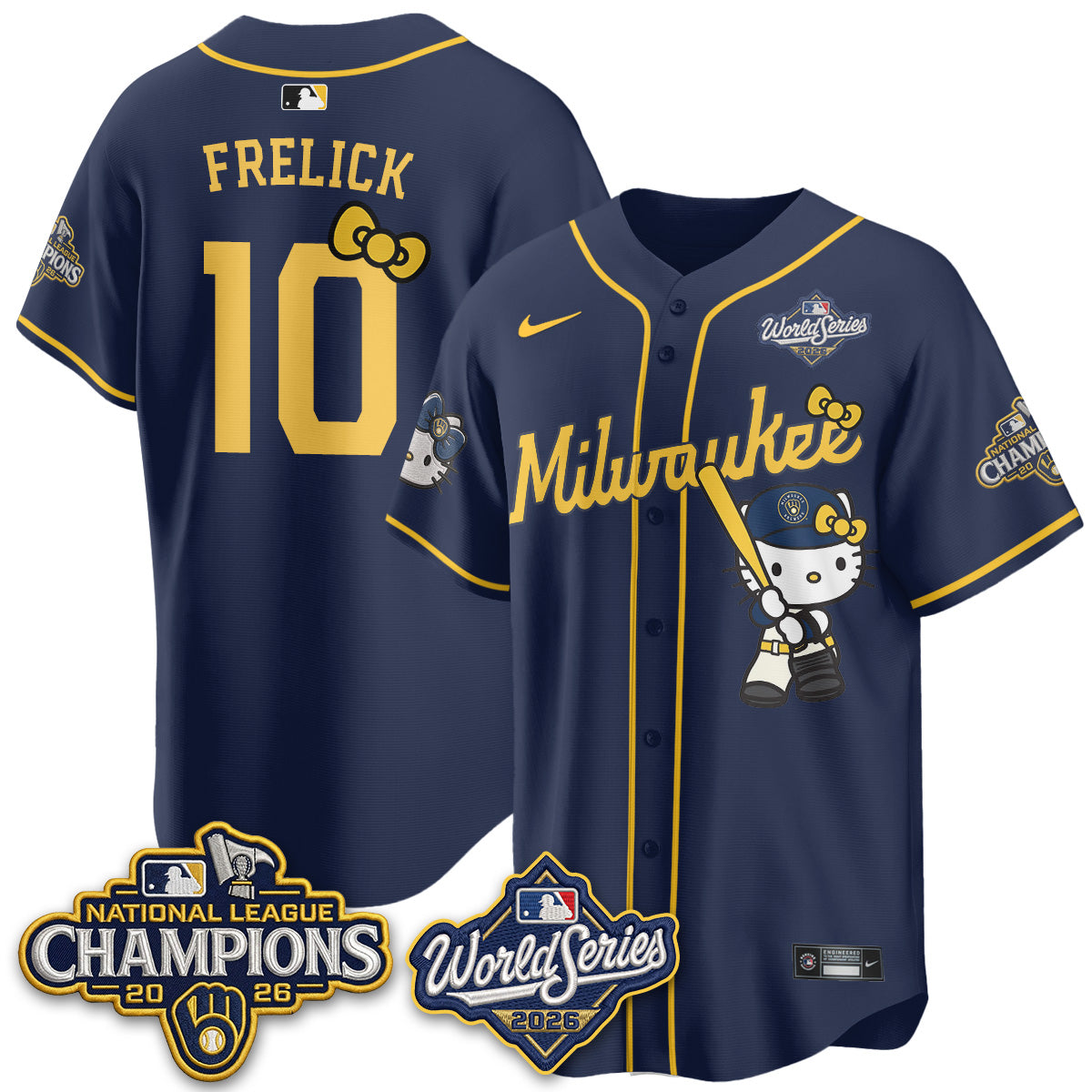 Milwaukee Brewers 2026 NL Champions x Meow KT Vapor Jersey - Stitched