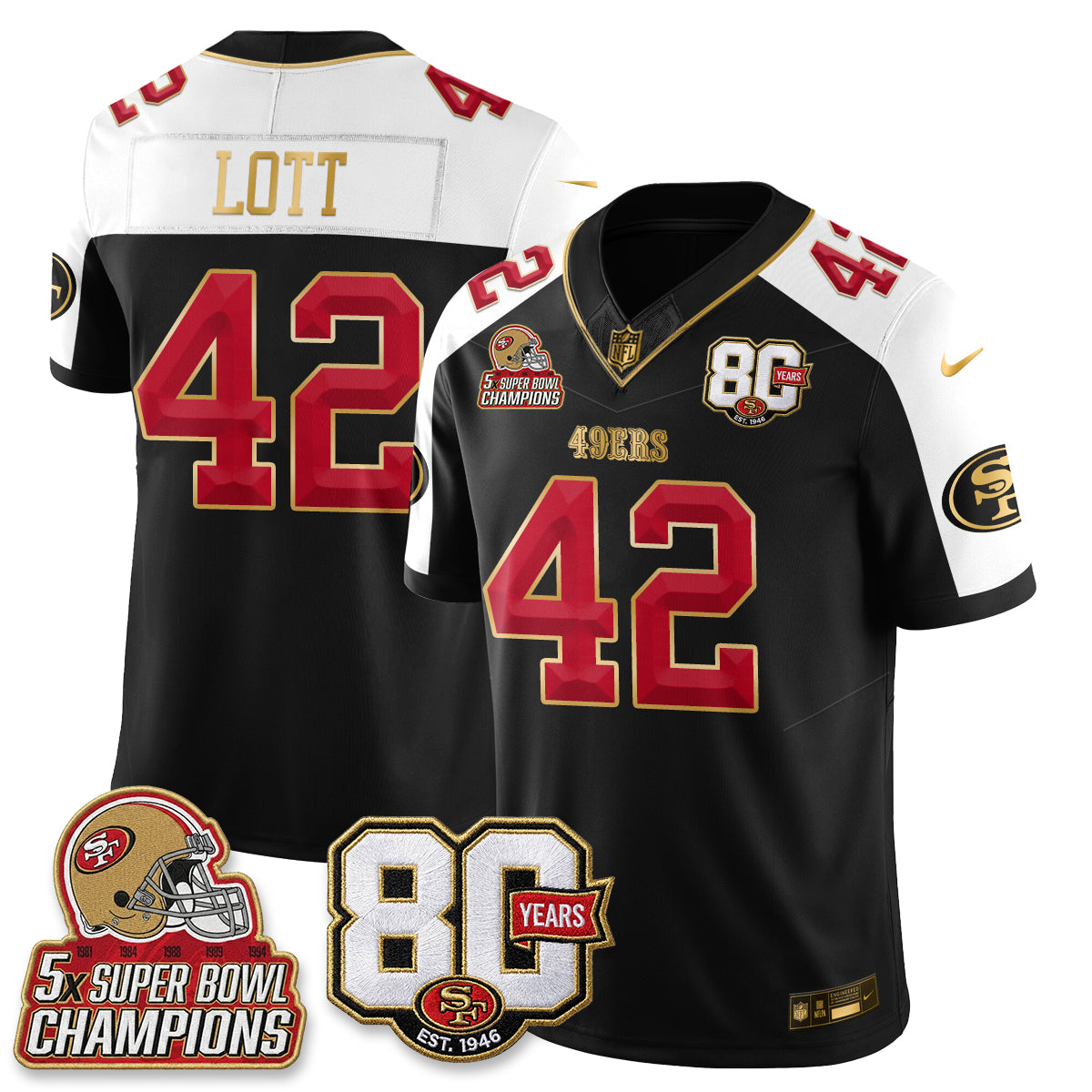 SF 80 Years & 5X Champs Vapor Jersey - Stitched