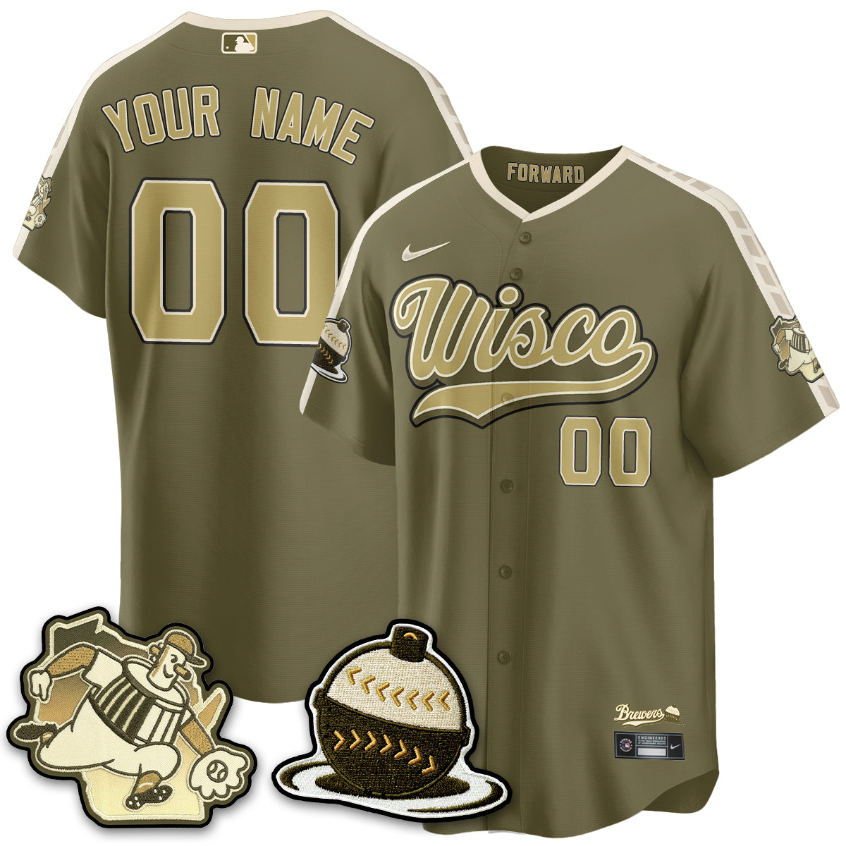 MIL New Era Olive 2026 Armed Forces Day Custom Jersey - All Stitched