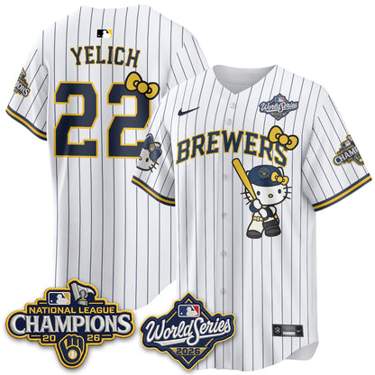 Milwaukee Brewers 2026 NL Champions x Meow KT Vapor Jersey - Stitched