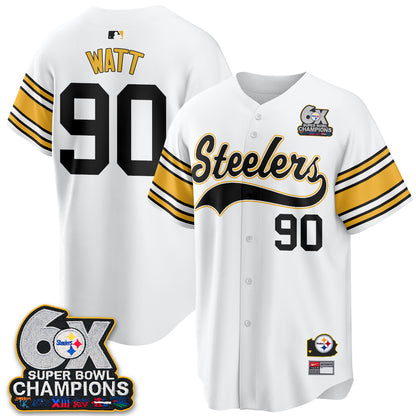 Pittsburgh Steelers 6X Champs Throwback Baseball Vapor Jersey - Stitched