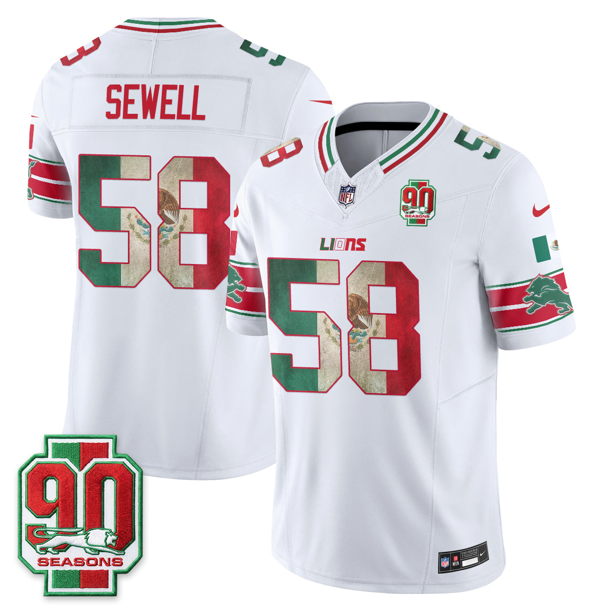 DET Mexico Edition Vapor Jersey - Stitched