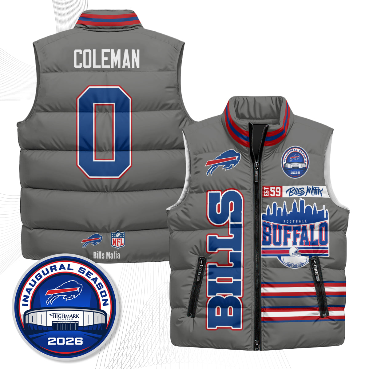 Buffalo Bills "Mafia" Edition Puffer Vest - Printed