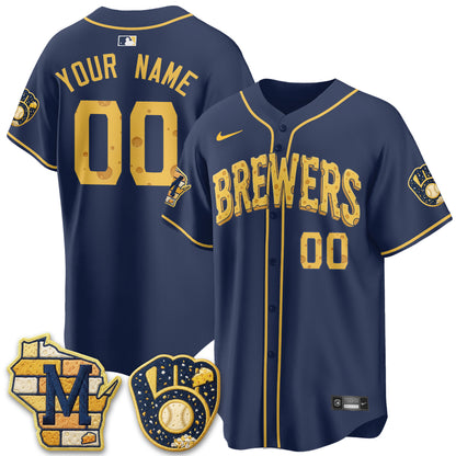 Milwaukee Brewers Cheesehead Edition Vapor Limited Custom Jersey - Stitched