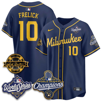 MIL 2026 WS Champions - Bob Uecker Patch Gold Jersey - Stitched (Tiktok)